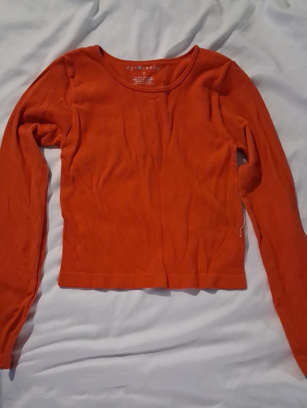 eye candy Ribbed Long Sleeve Top in Bright Orange